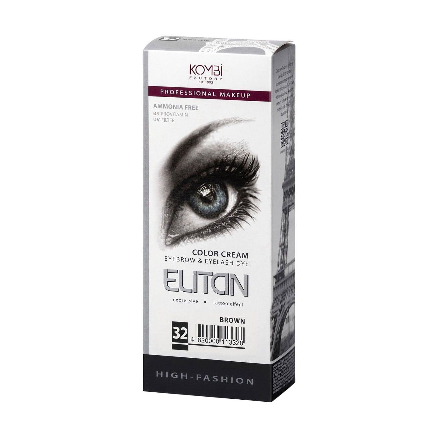 Крем-фарба для брів та вій Elitan Color Cream Eyebrows &amp; Eyelashes 32 Коричневий, 100 мл